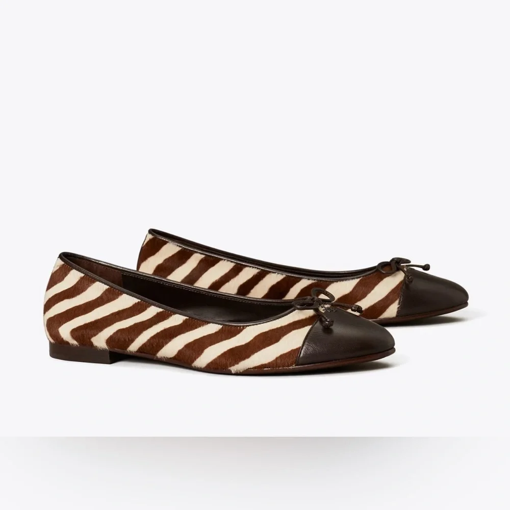Tory Burch Leopard Print Genuine Calf Hair Ballet Flat Sz 13